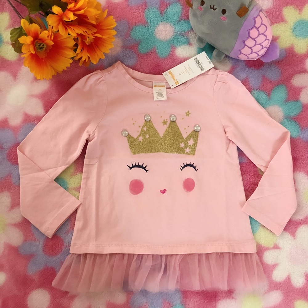 🍒NWT Gymboree Light Pink with Golden Crow Top